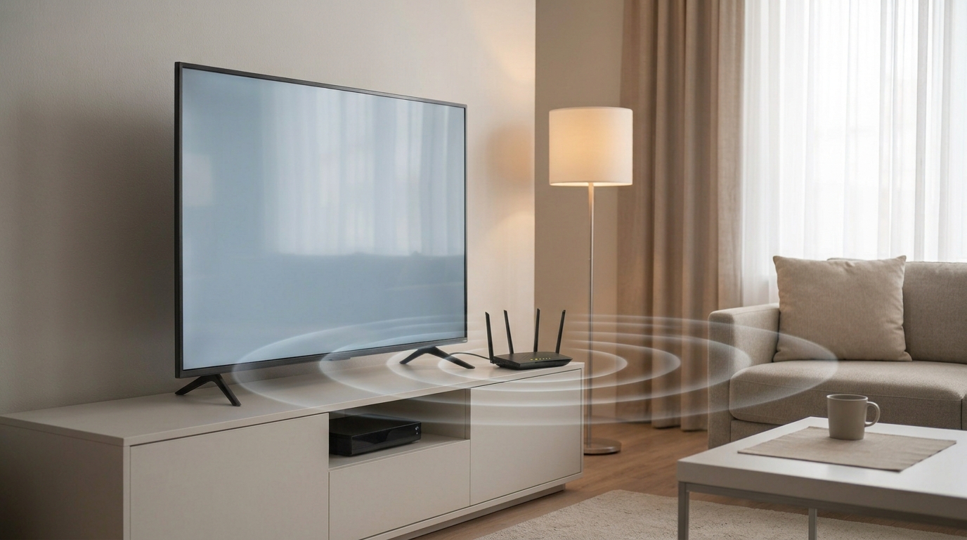 Distance, walls and furniture between the router and the TV can weaken the Wi-Fi signal.